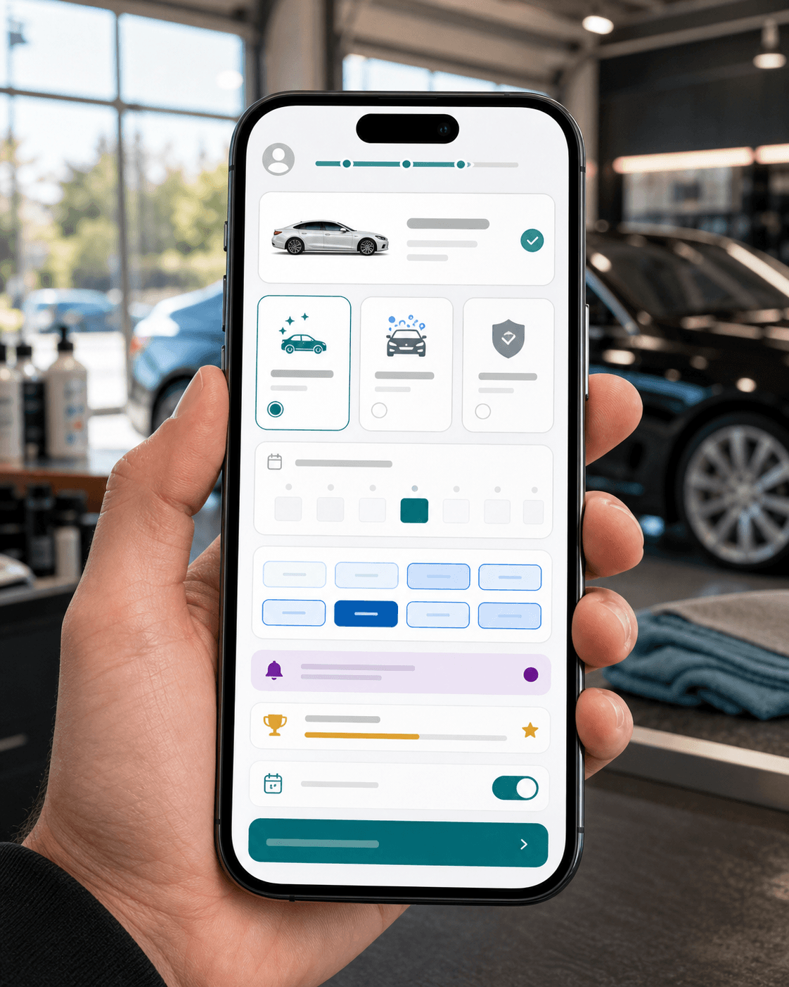 Customer mobile booking experience for a service business app